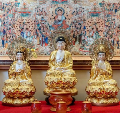 Combo Tượng Tam Thế Phật Đá thạch anh Dát vàng 